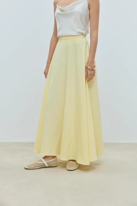 Sarı volanlı tencel etek