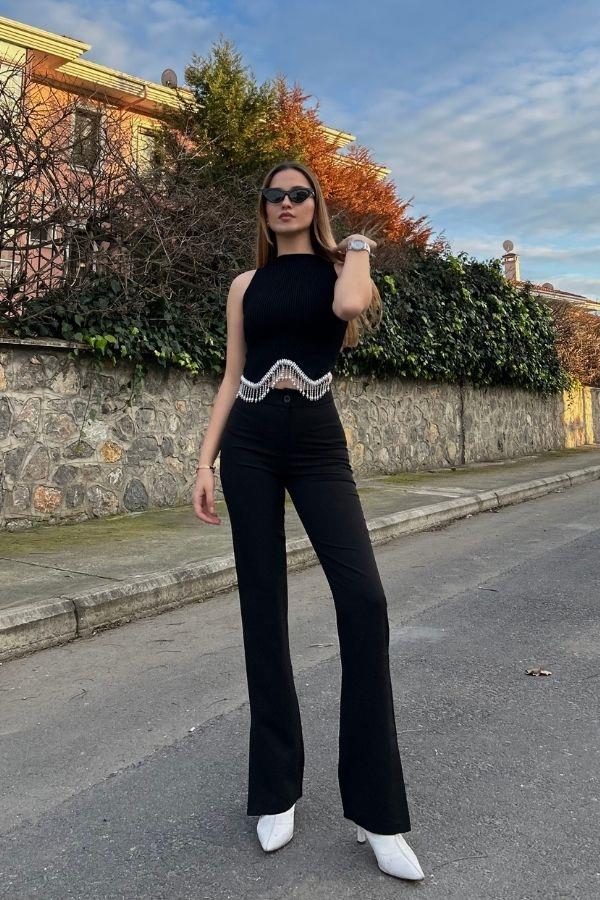 Siyah ispanyol pantolon