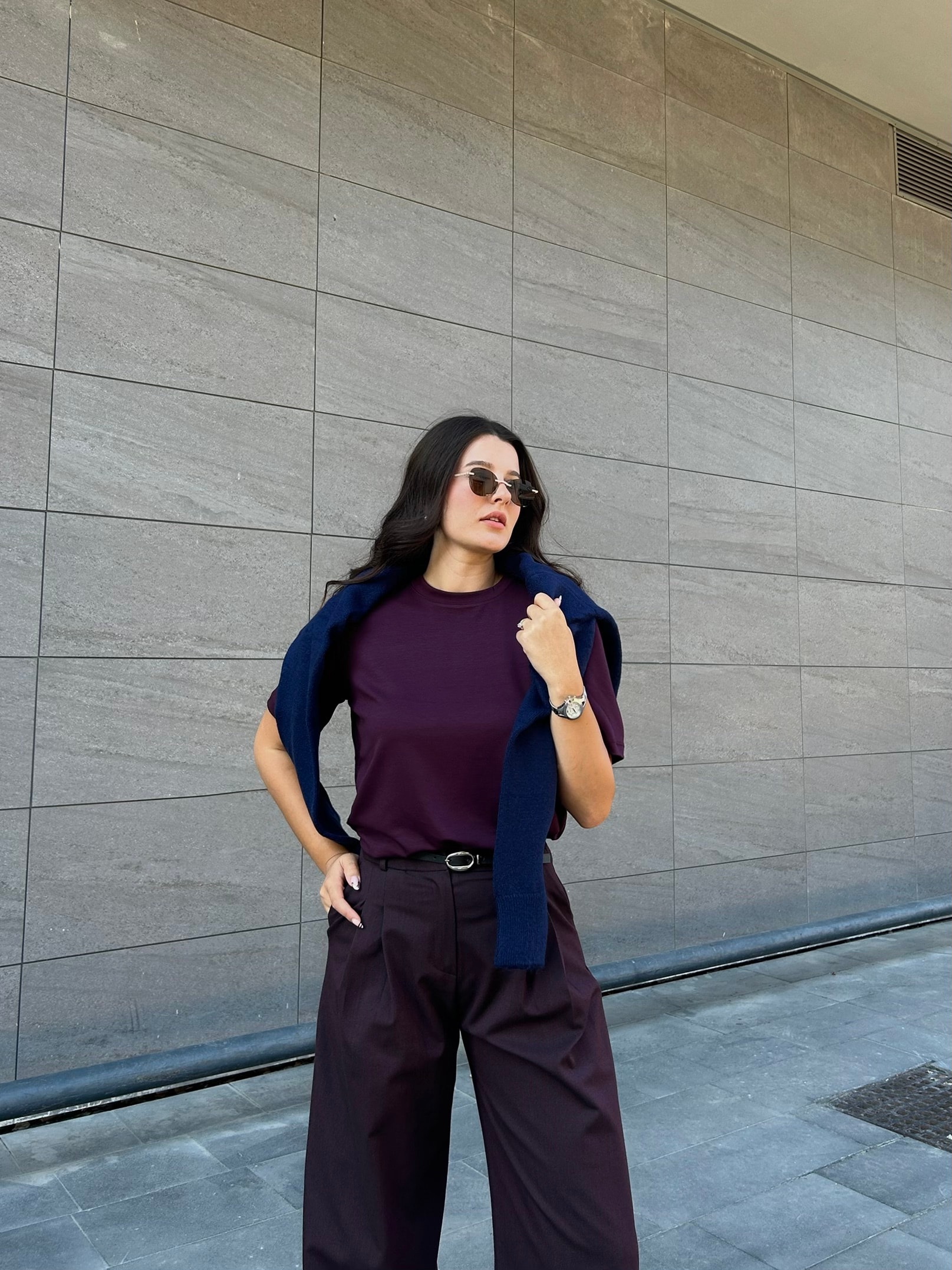 Mürdüm oversize tshırt
