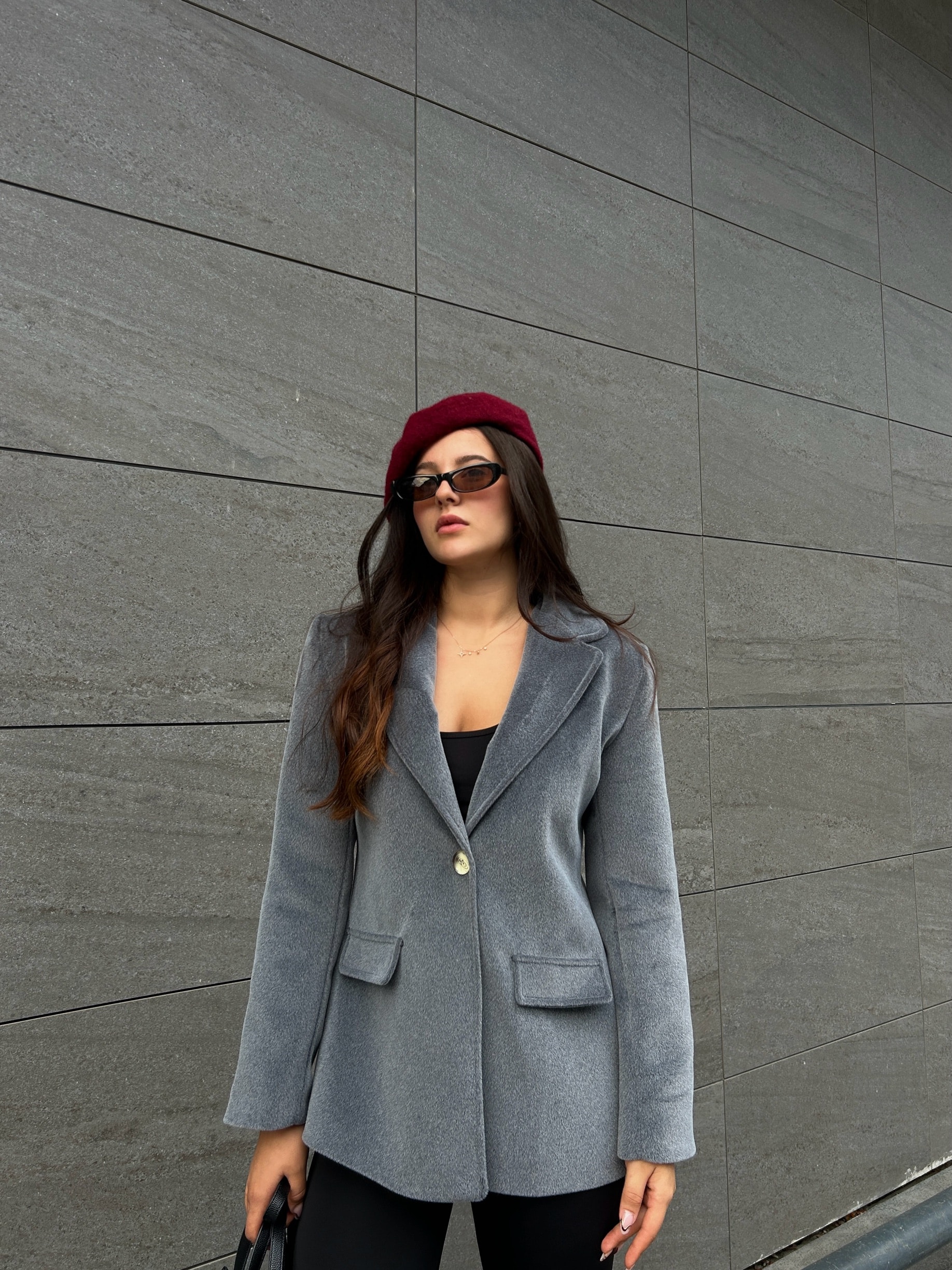 Gri fox kumaş ceket