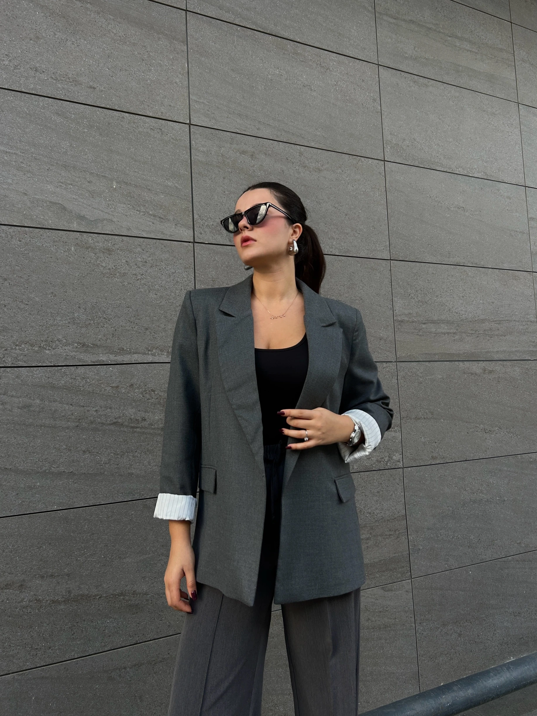 Antrasit blazer ceket