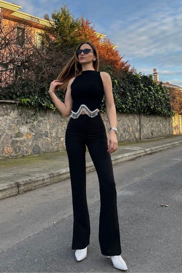 Siyah ispanyol pantolon