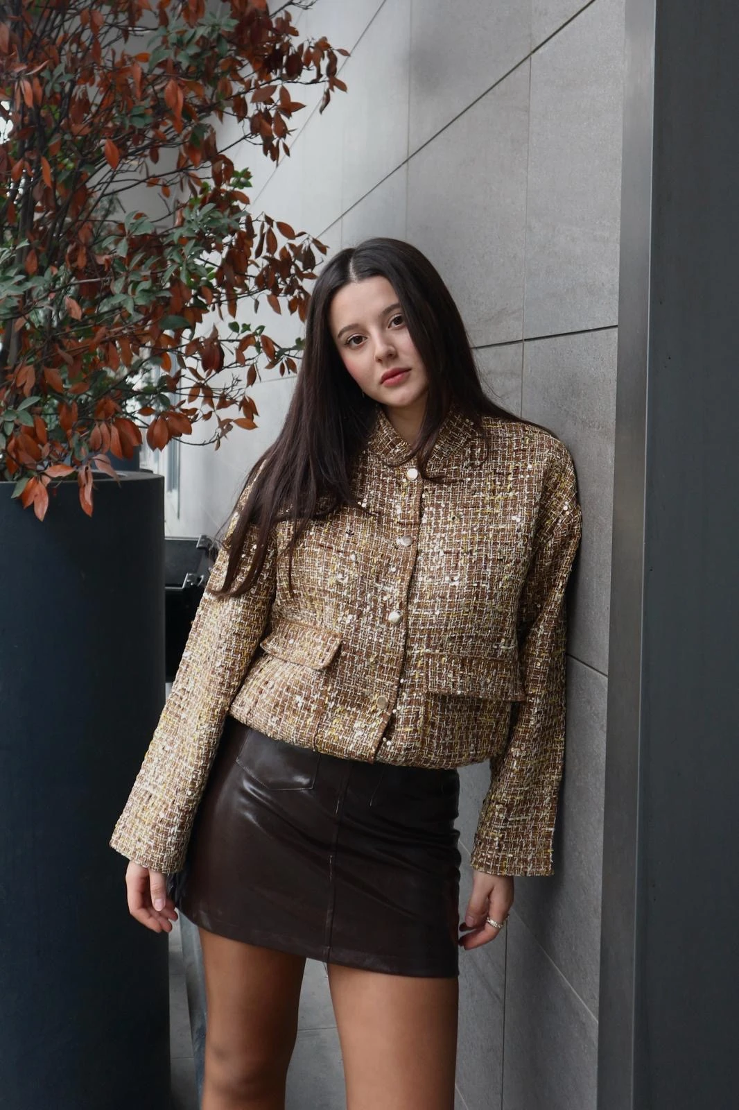 Gold pullu tüvit ceket