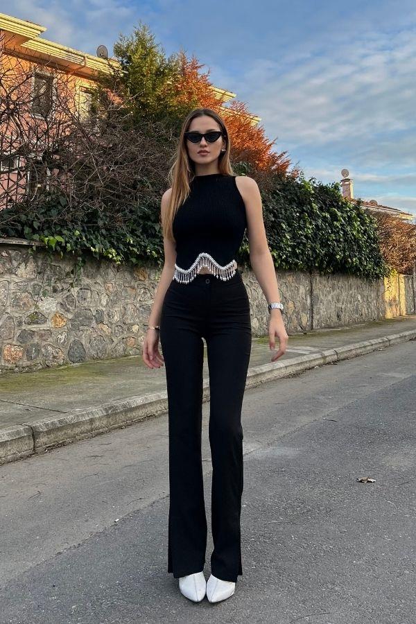 Siyah ispanyol pantolon