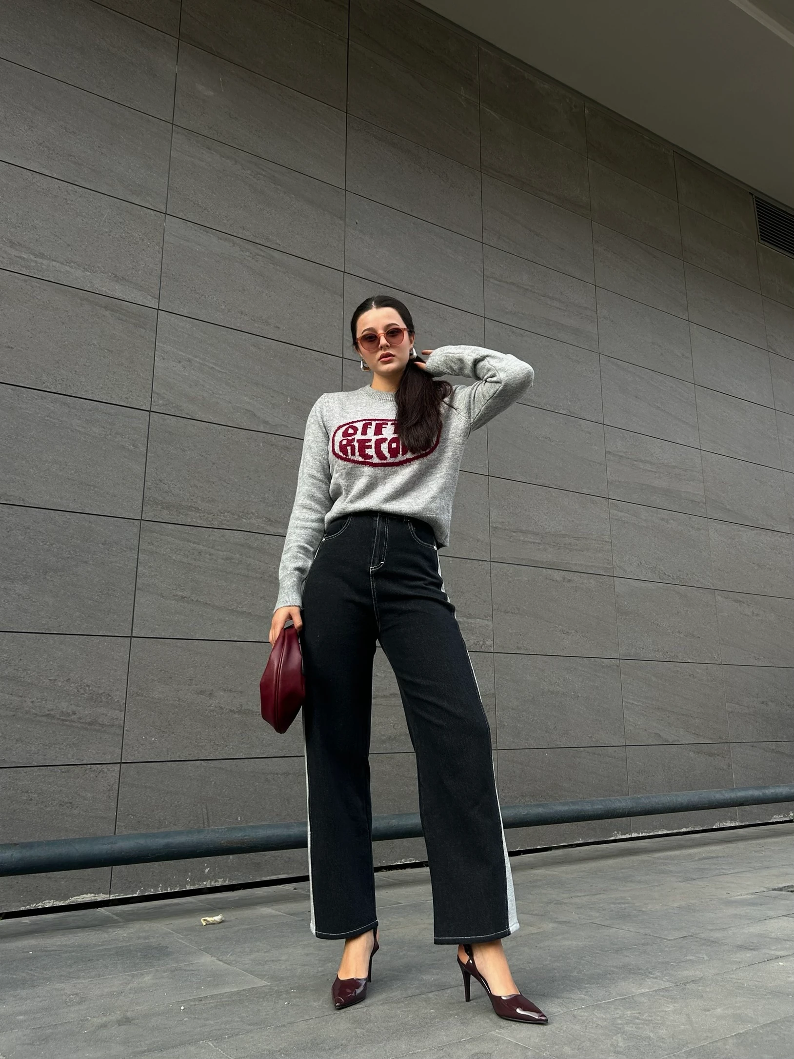 Antrasit gri biyeli jean