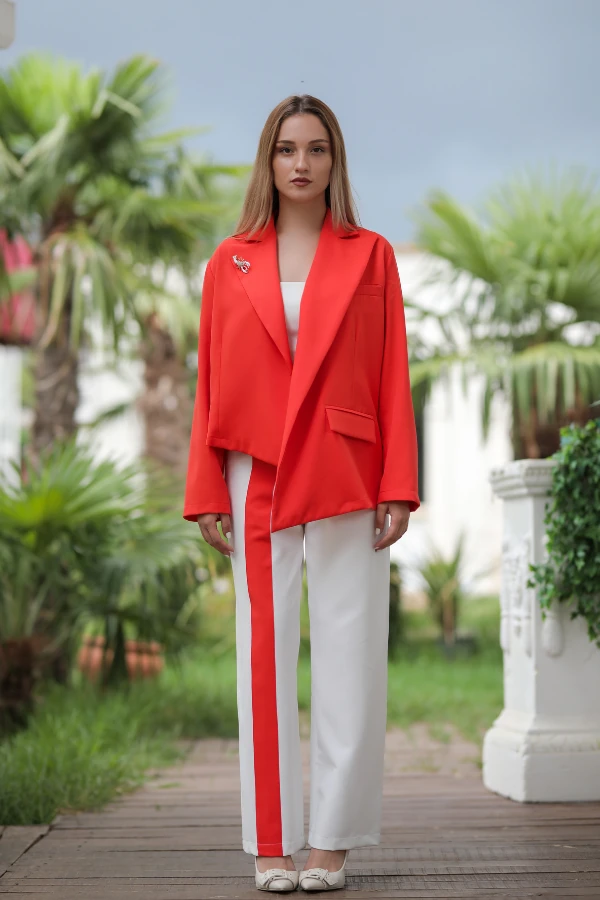 Turuncu Asimetrik Ceket