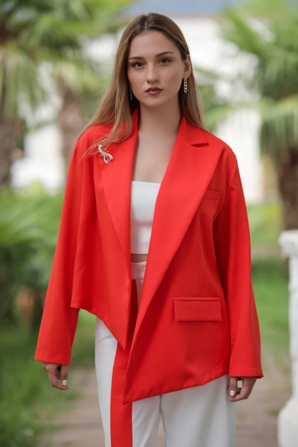 Turuncu Asimetrik Ceket