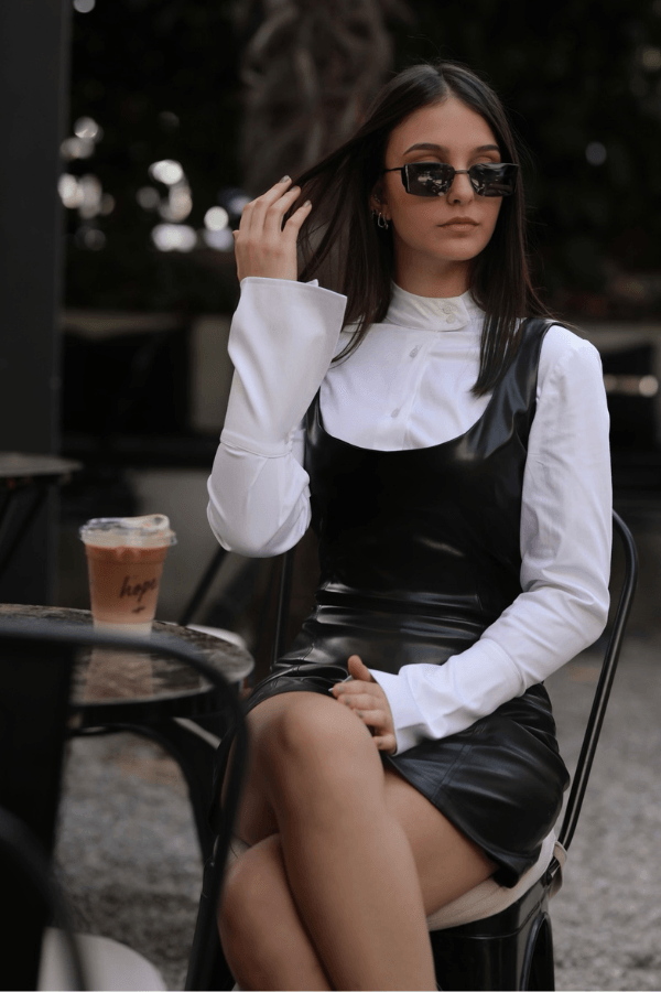 Ivory Black Salopet Elbise