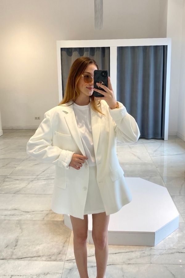 Beyaz oversize blazer ceket