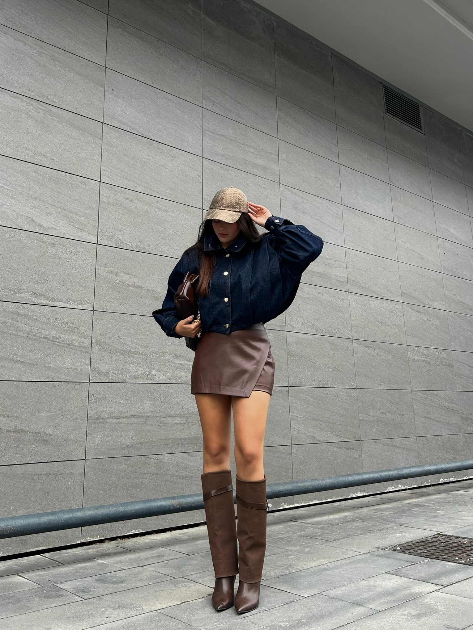 Denim pileli ceket