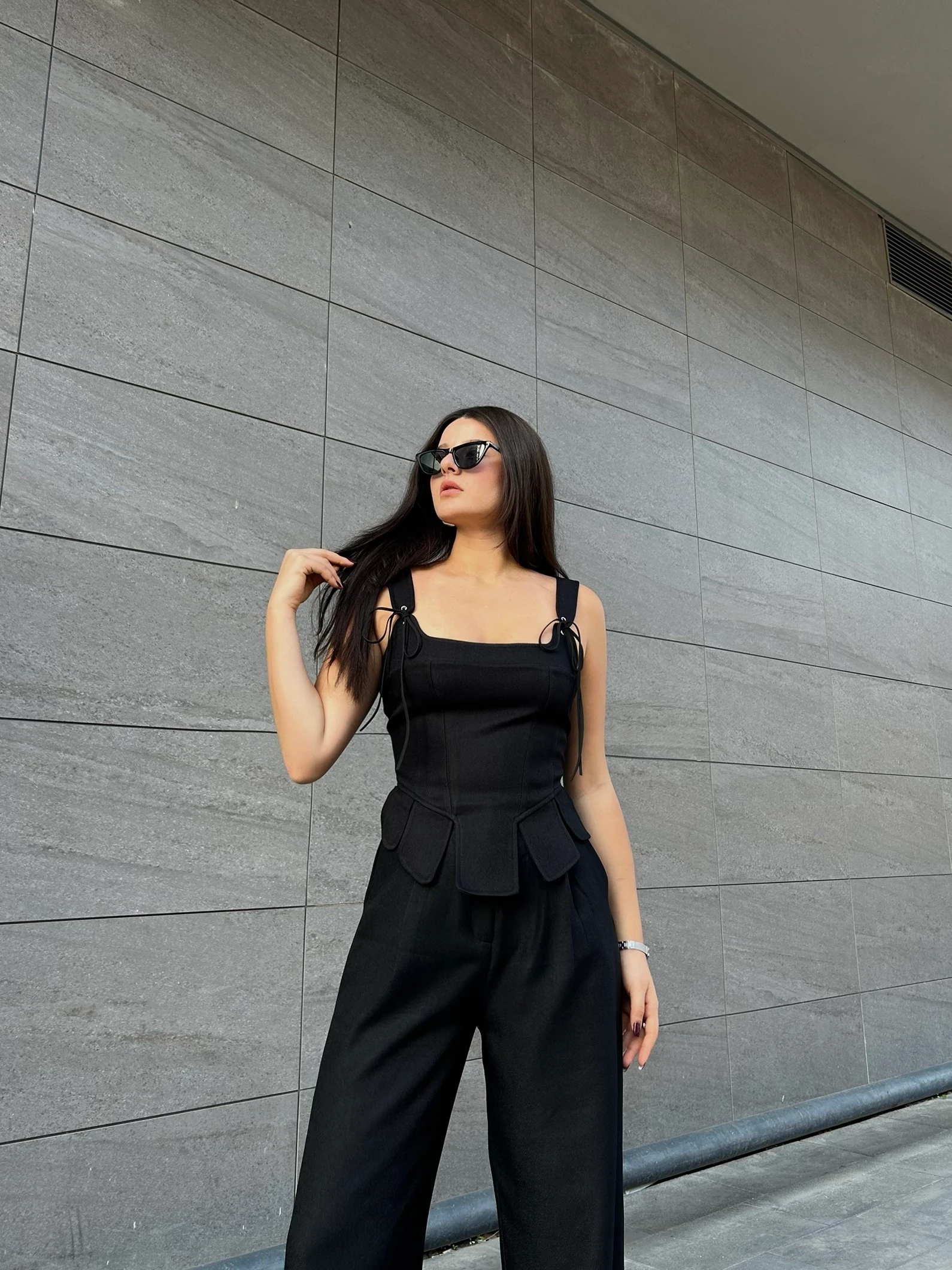 Siyah bel detaylı korse 