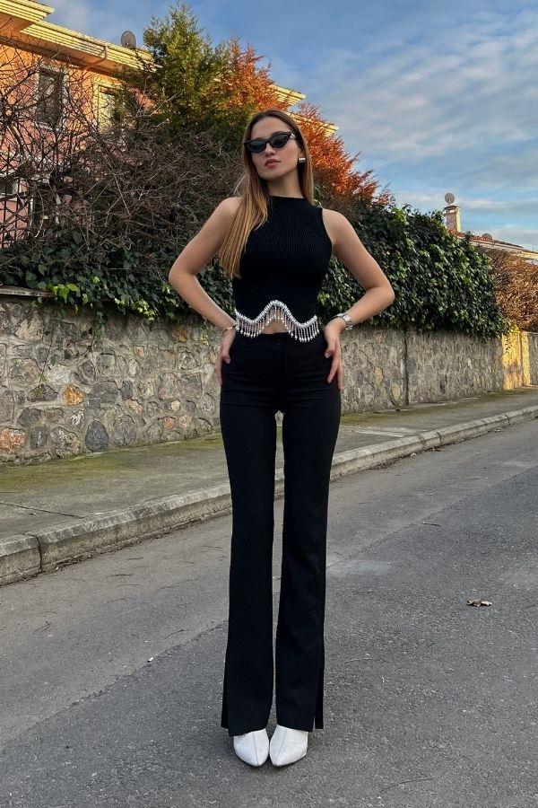 Siyah ispanyol pantolon