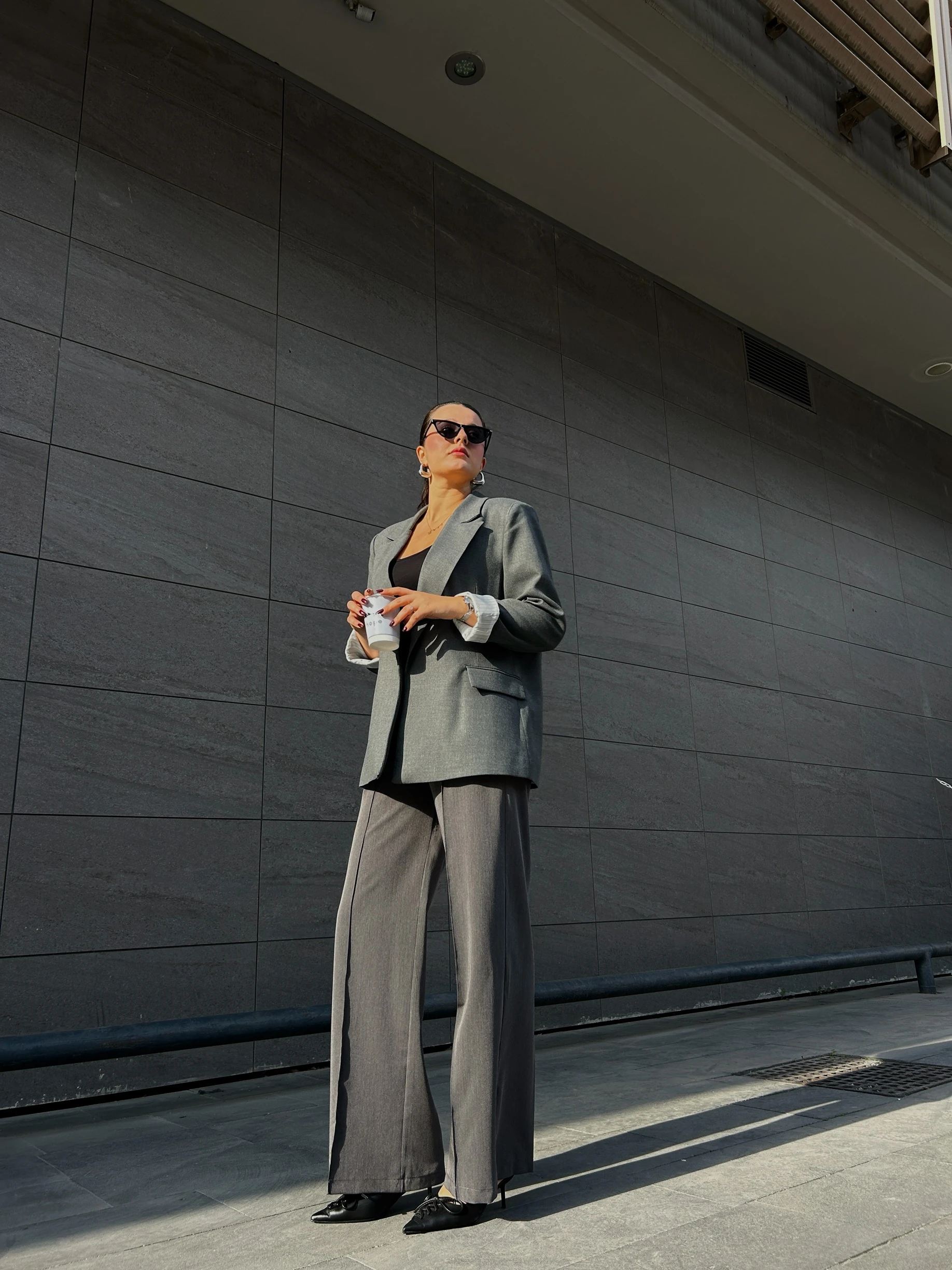 Antrasit nervürlü pantolon