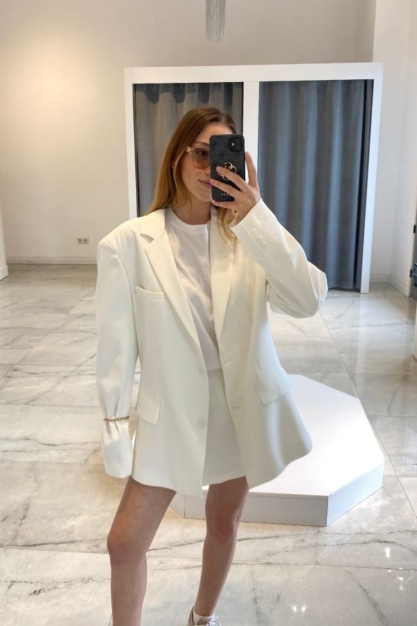 Beyaz oversize blazer ceket