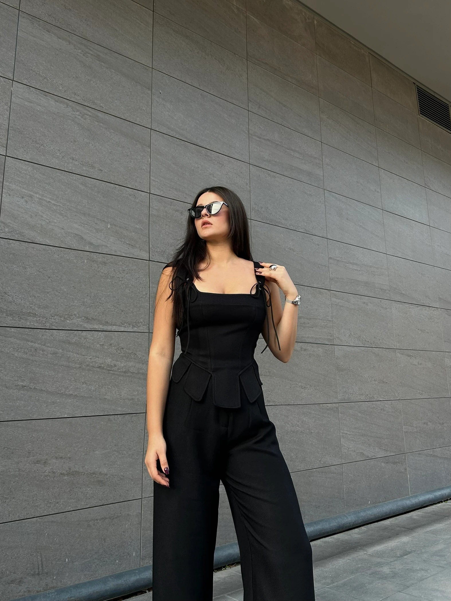 Siyah bel detaylı korse 