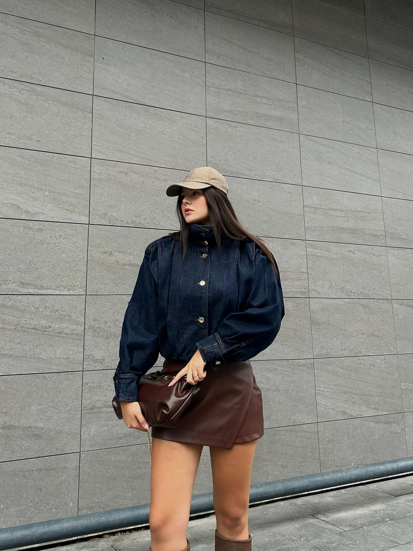 Denim pileli ceket