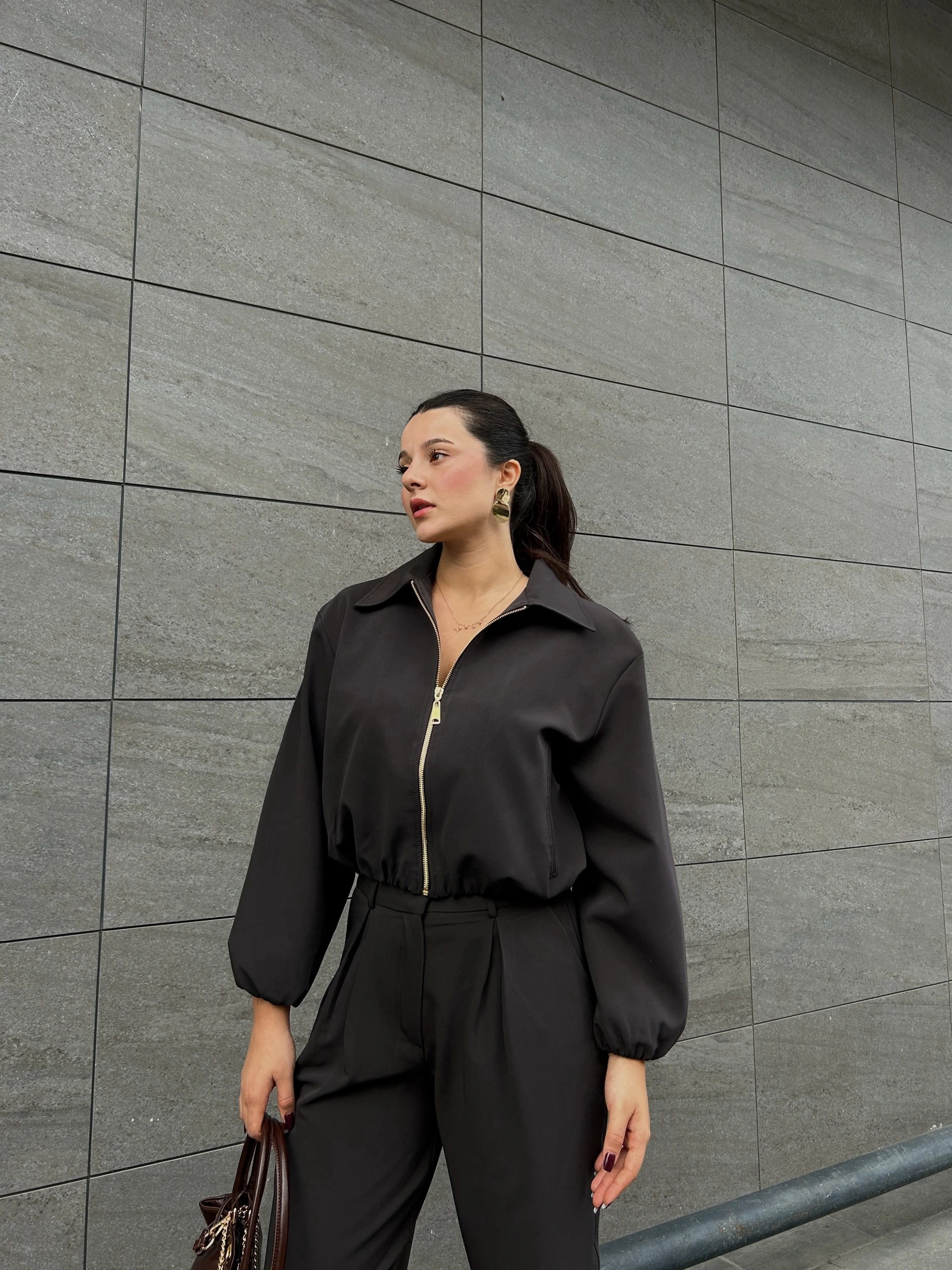 Antrasit bomber ceket