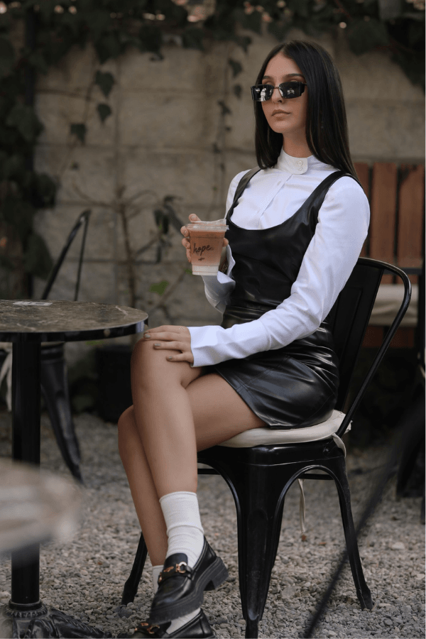 Ivory Black Salopet Elbise