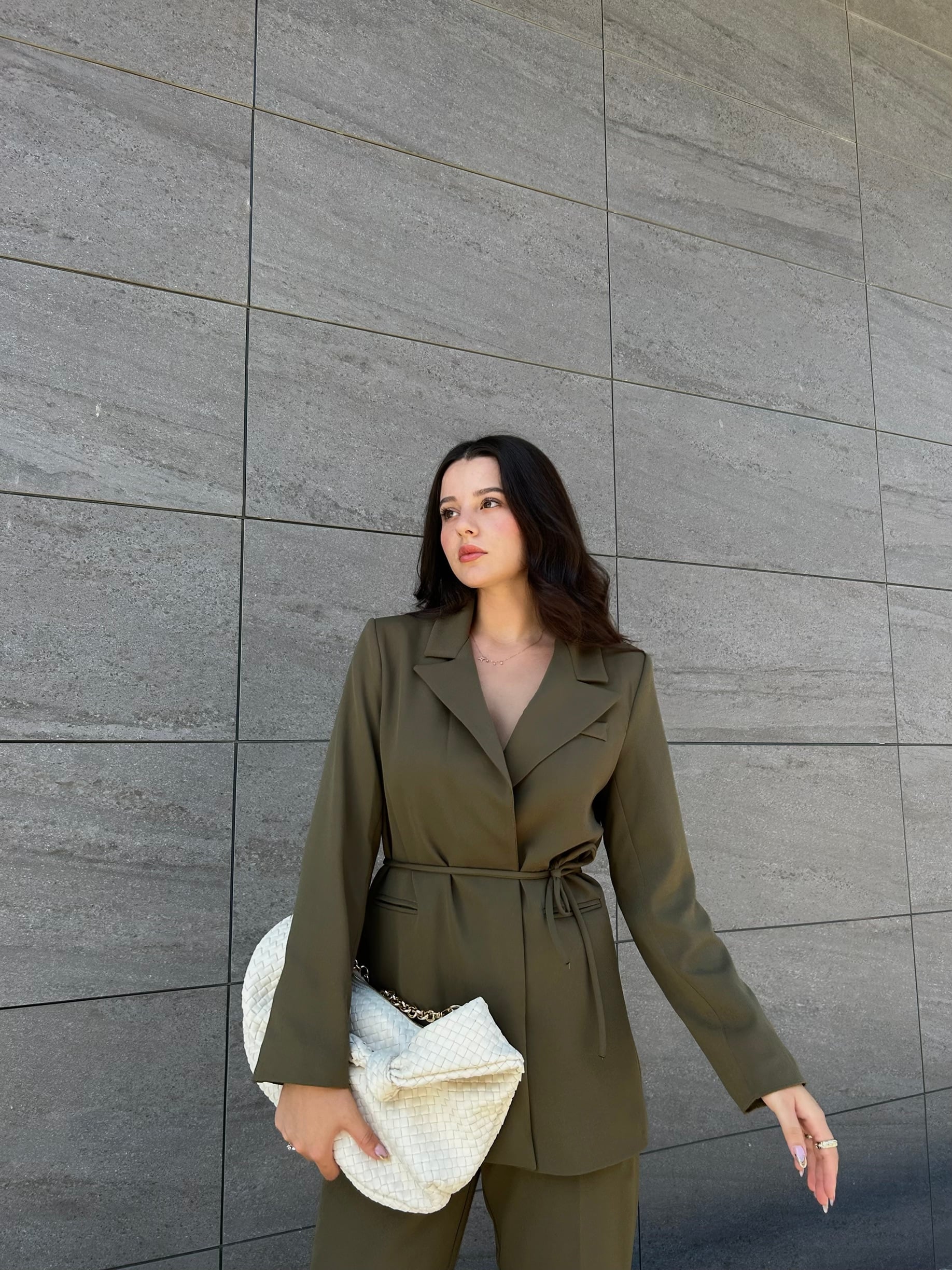 Haki blazer ceket pantolon takım