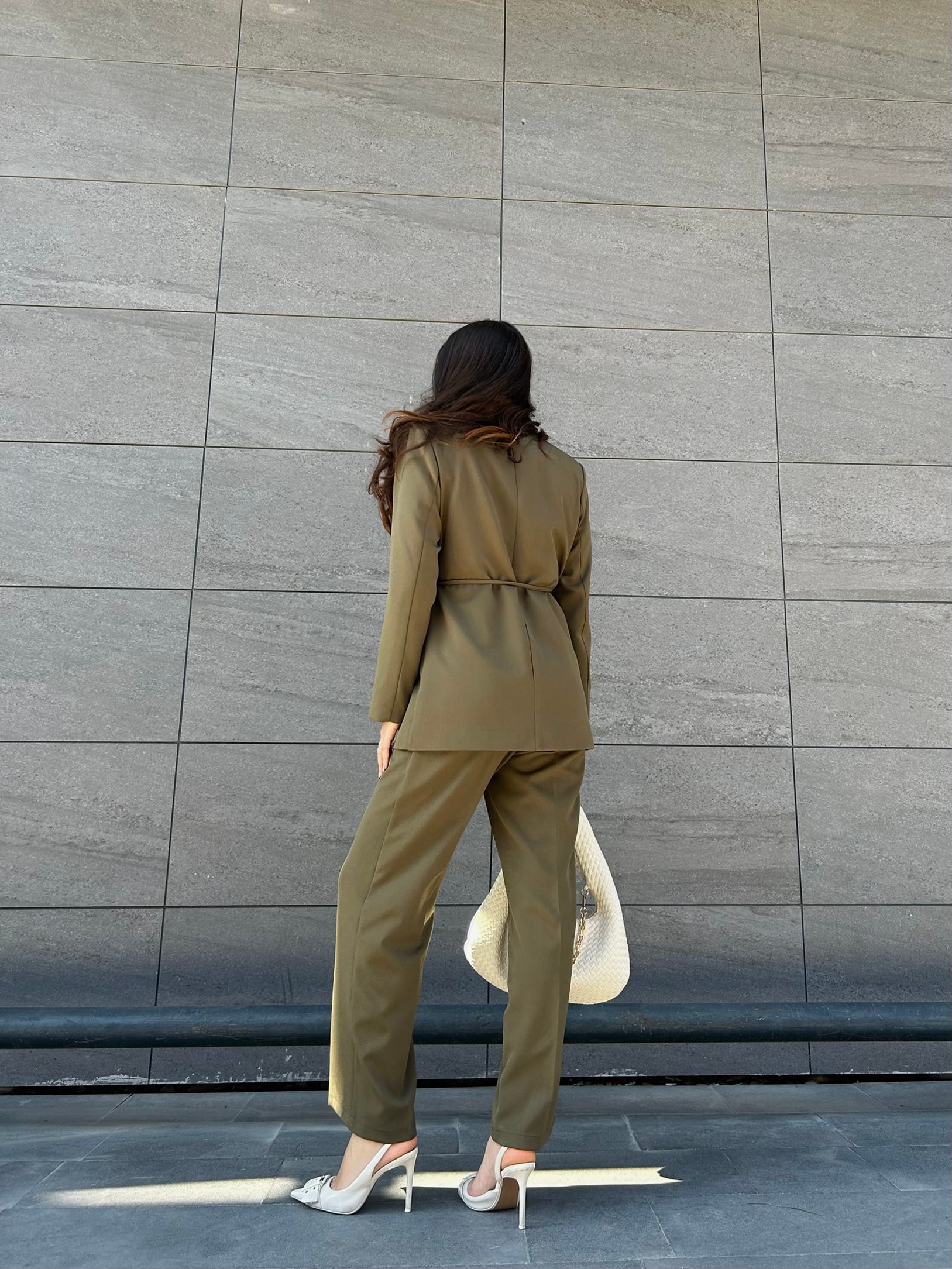 Haki blazer ceket pantolon takım