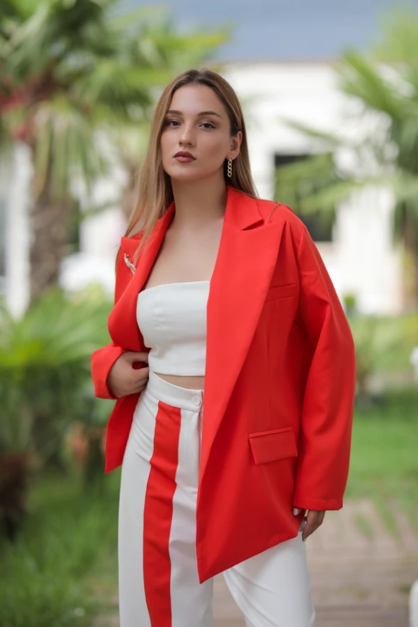 Turuncu Asimetrik Ceket