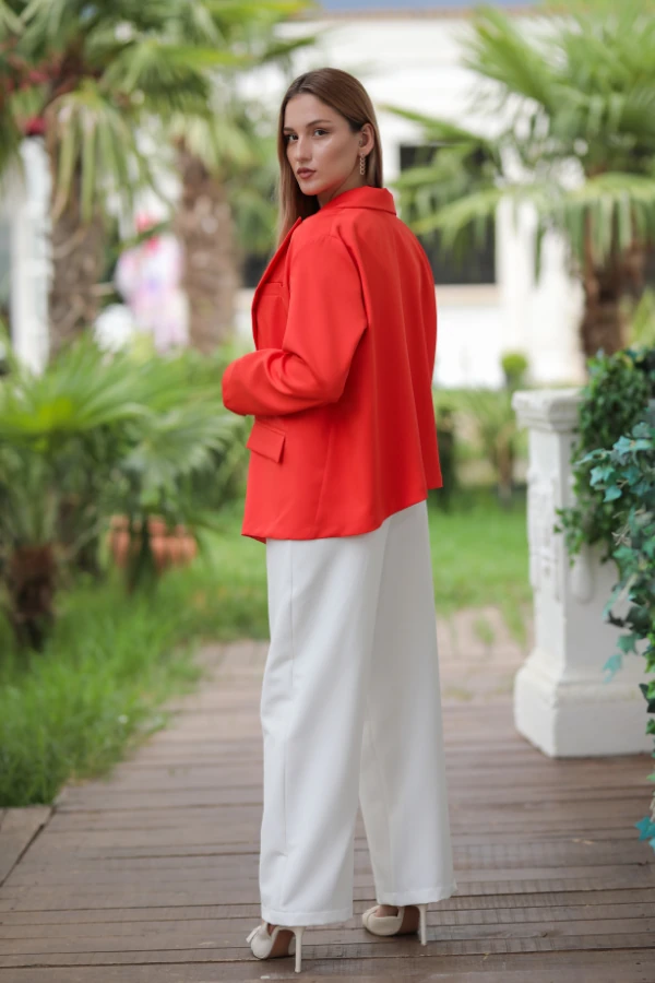 Turuncu Asimetrik Ceket