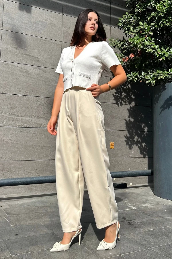 Krem şalvar pantolon