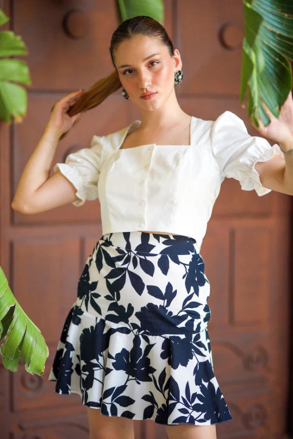 Siyah beyaz desenli etek