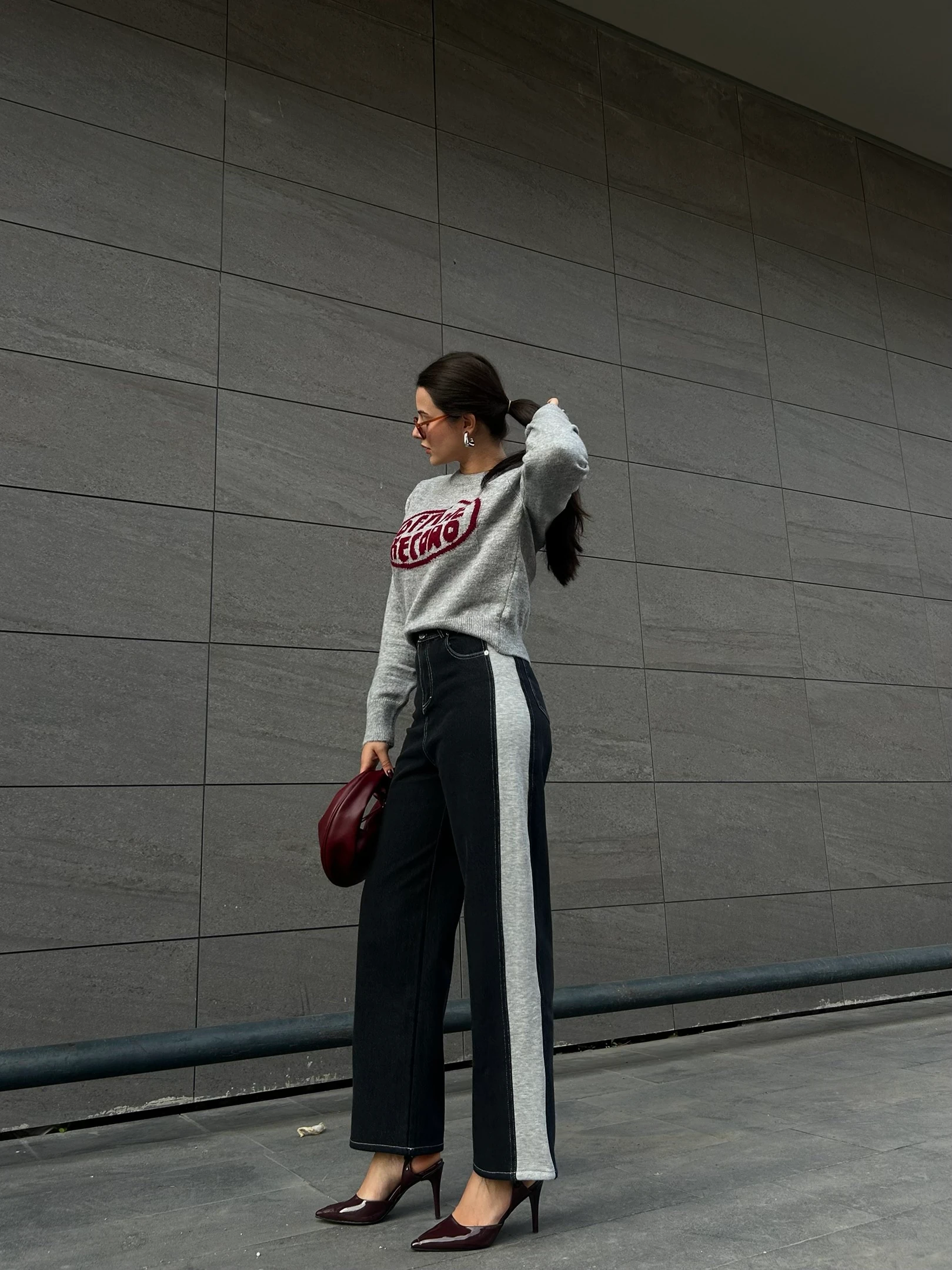 Antrasit gri biyeli jean