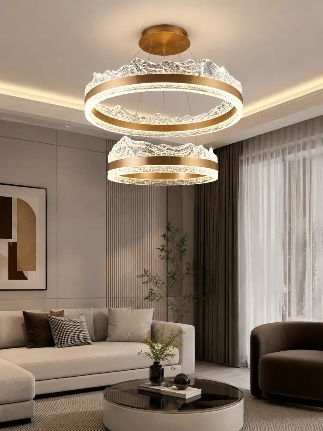 Buz Dağı 40x60 Kristal LED Modern Avize