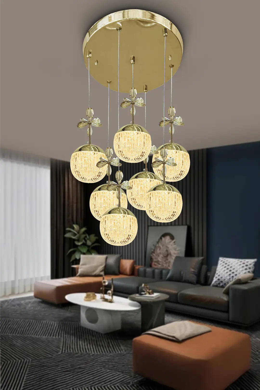 Modern 7 Top Cam Sarkıt Avize – 3 Renk LED Avize