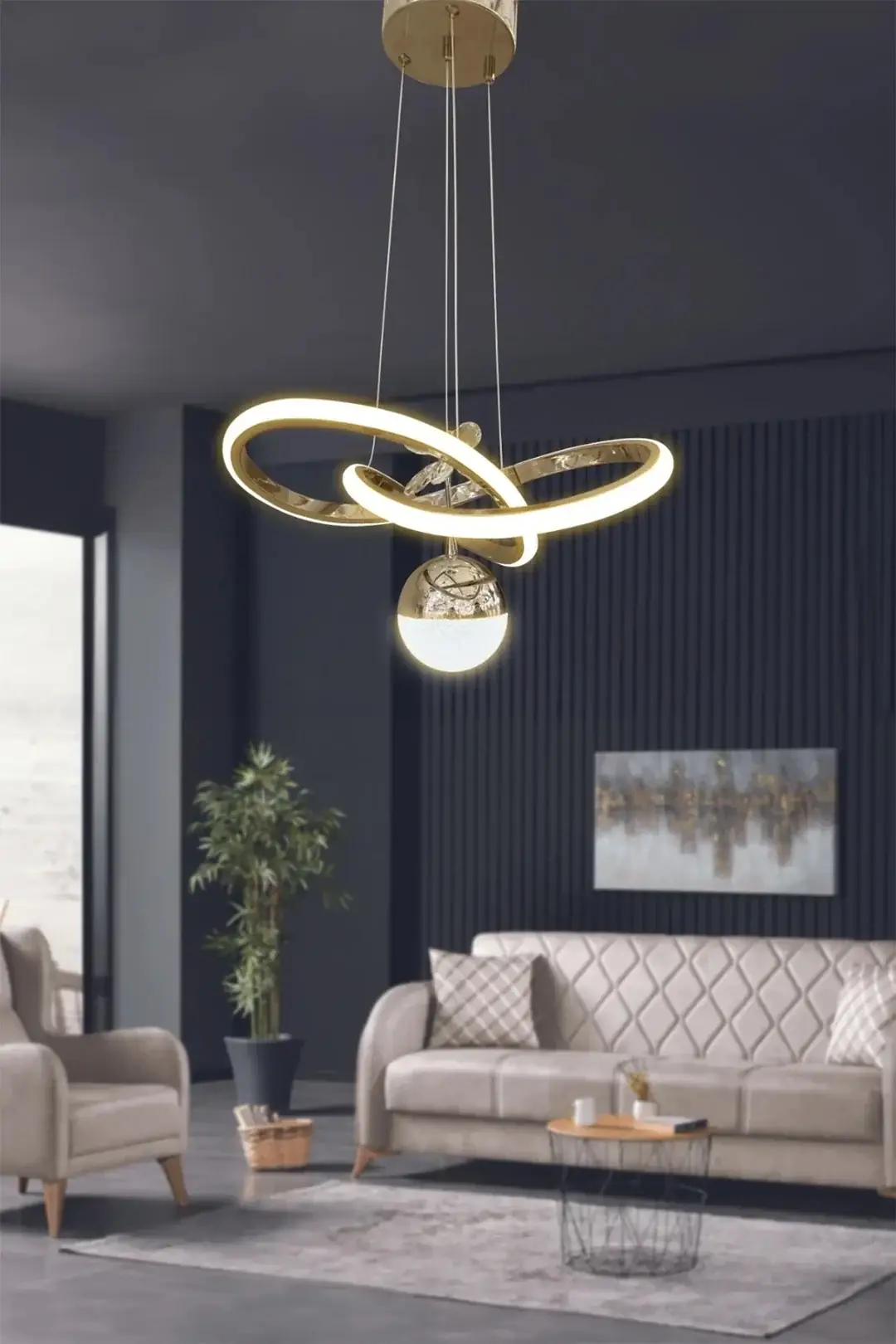 Kardelen Toplu Modern LED Sarkıt Avize – Salon & Oturma Odası – 3 Renk – Ayarlanabilir Kablo