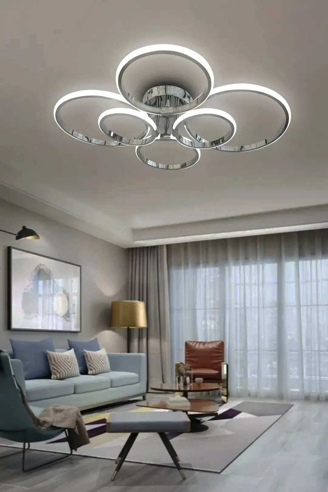 6’lı Yuvarlak Modern Plafonyer LED Avize
