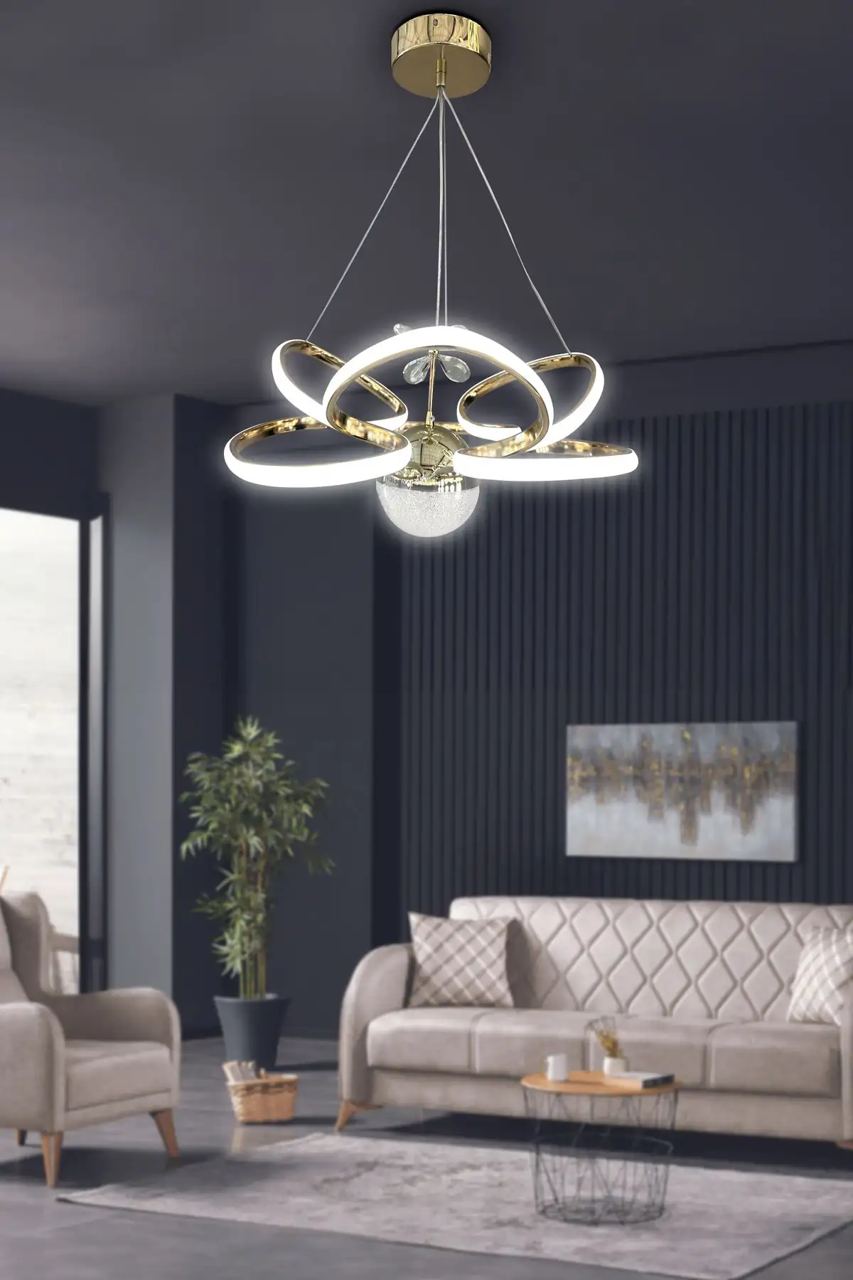 Kral Tacı Modern Sarkıt Led Avize