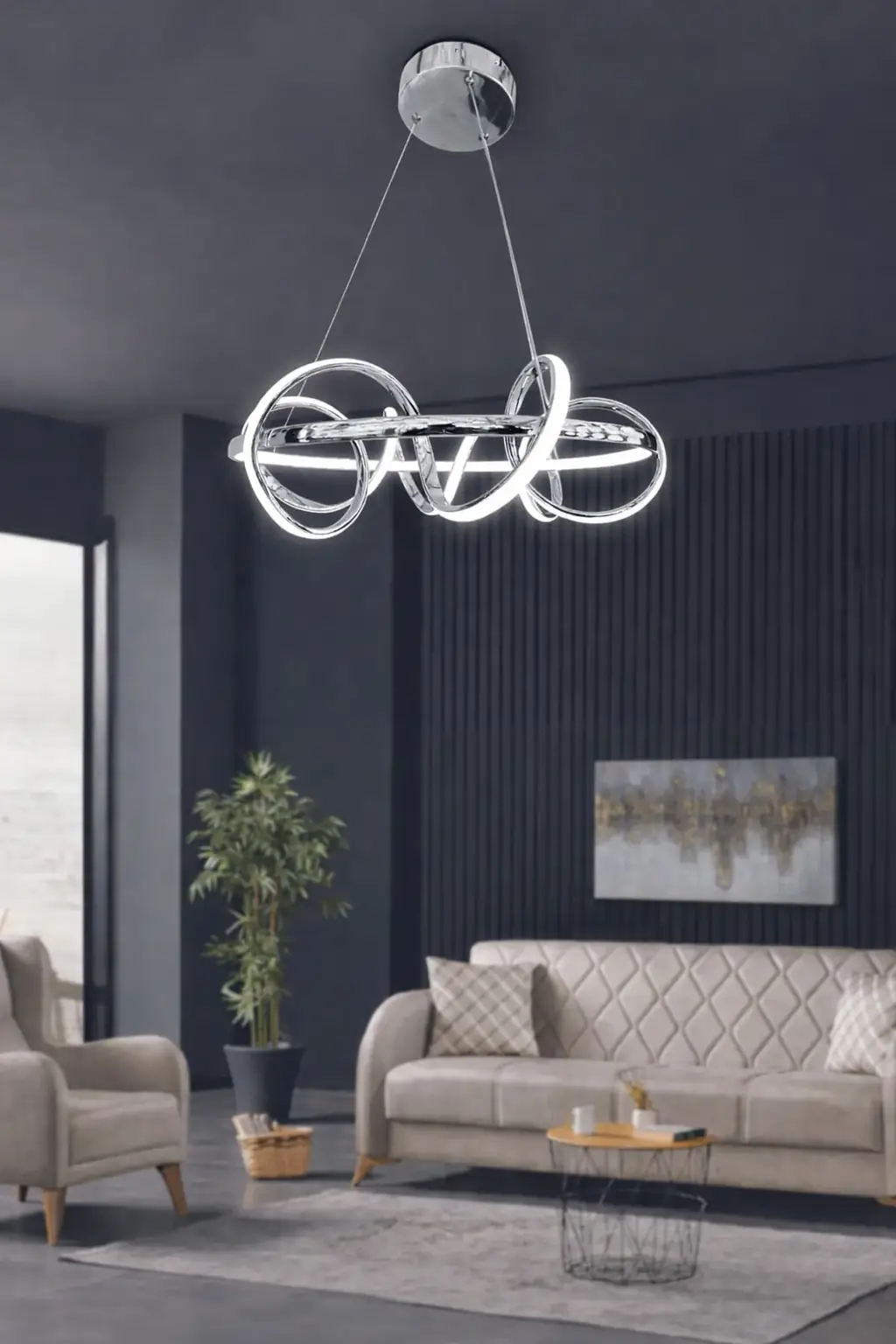 Kuzey Modern Sarkıt Led Avize 50 cm