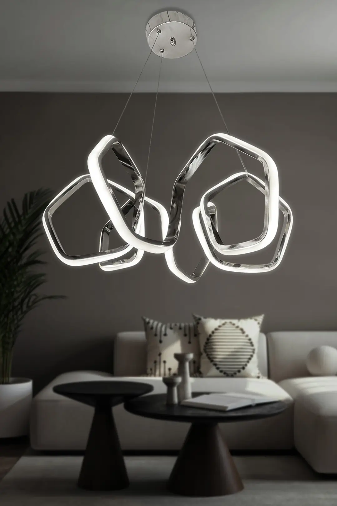 Köşeli Kıvrım Modern Sarkıt Led Avize