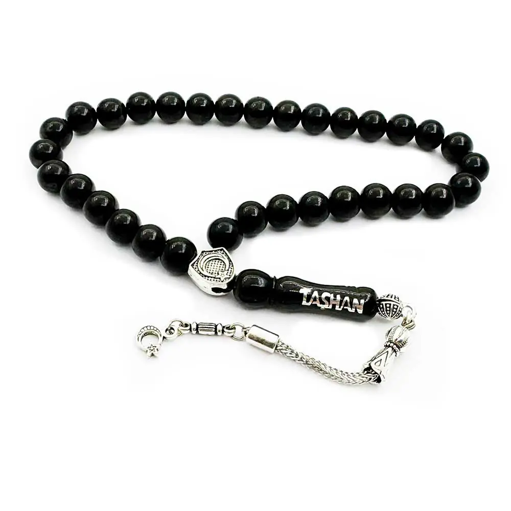 Silver Personalized İmameli Personalized Plain Erzurum Oltu Stone Prayer Beads