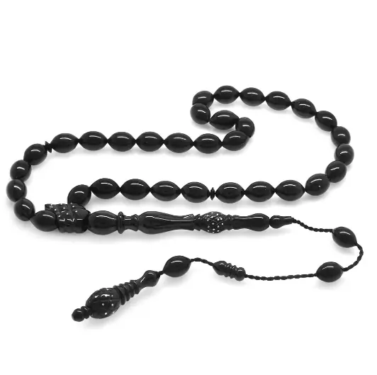 Sistemli Tulip Design İmameli Her Flake Kumpas Crafted Arpa Cut Erzurum Oltu Stone Prayer Beads