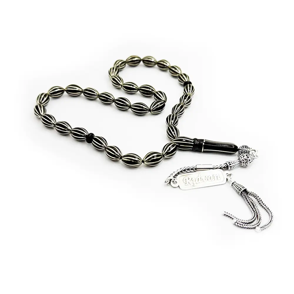 12 li Silver Yarma Personalized Handcrafted Erzurum Oltu Stone Prayer Beads