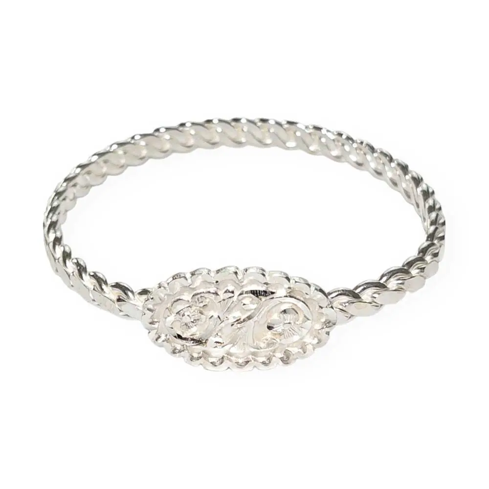 Erzurum Handcrafted Kaşlı Silver Twisted Bangle