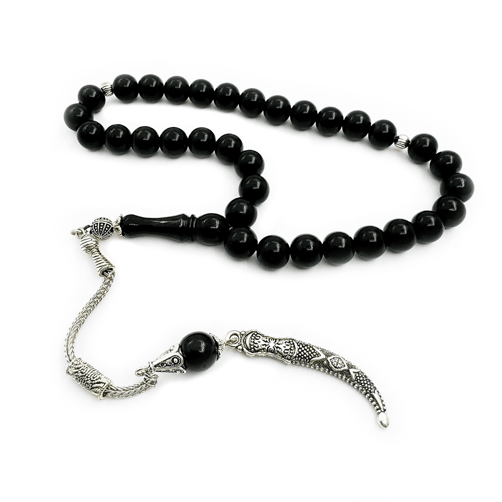 Plain Erzurum Oltu Stone Rosary with Dagger Tassels