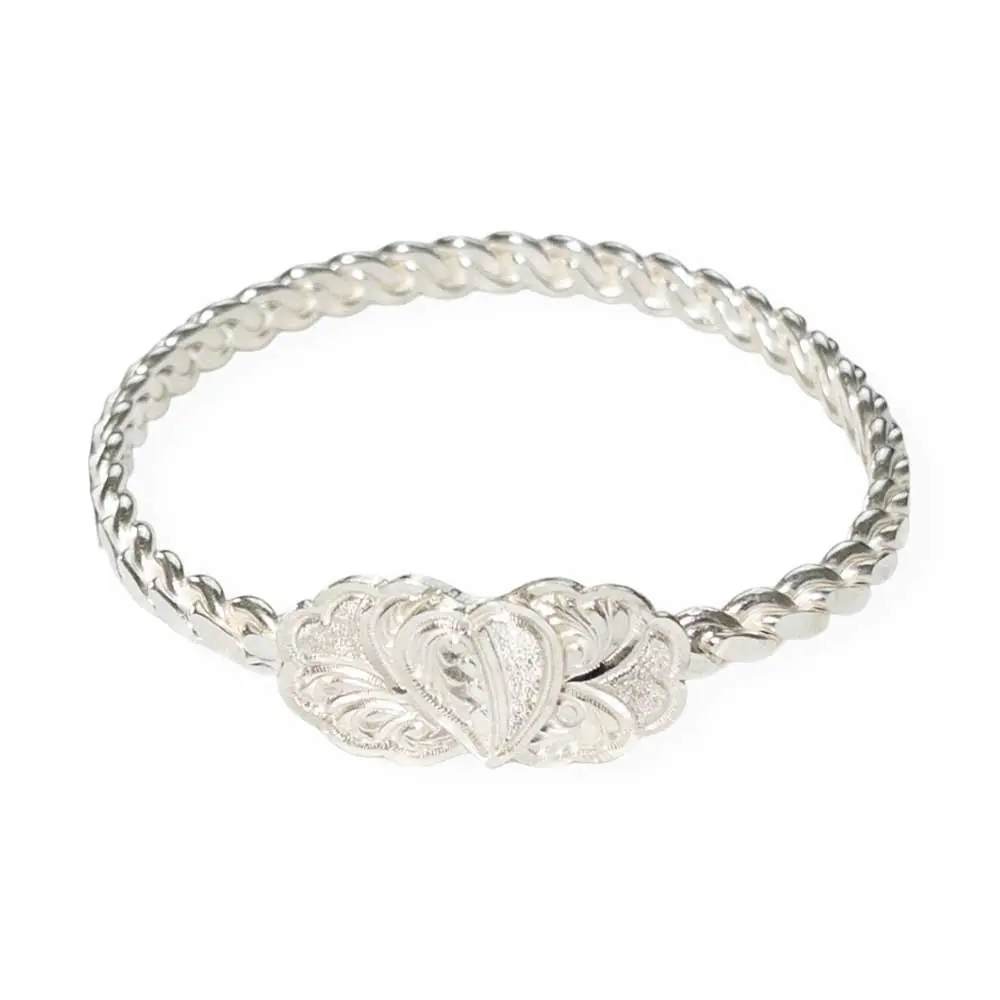 Erzurum Handcrafted Special Design Kaşlı Silver Twisted Bangle