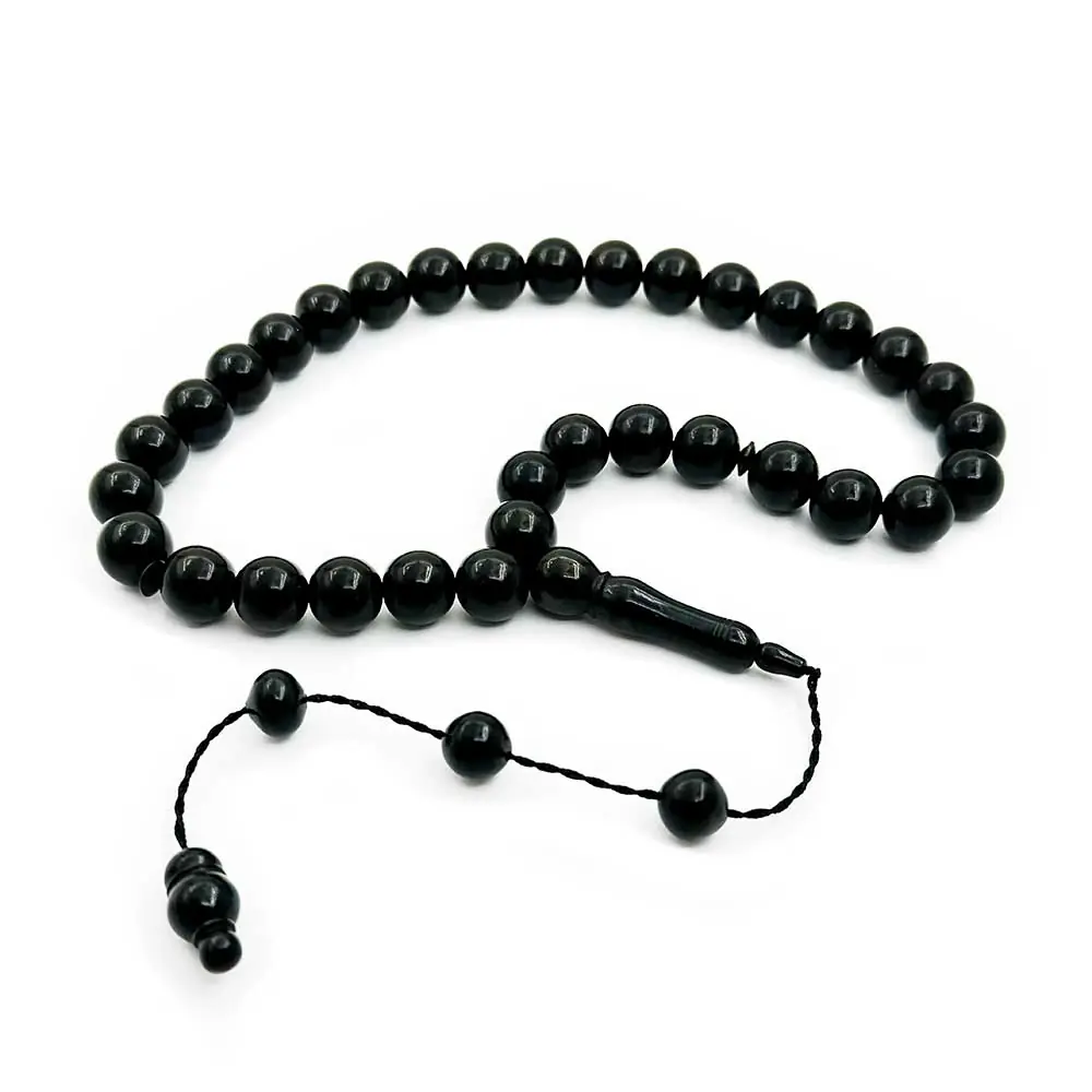 Large 12 mm Sphere Cut Sistemli Erzurum Oltu Stone Prayer Beads