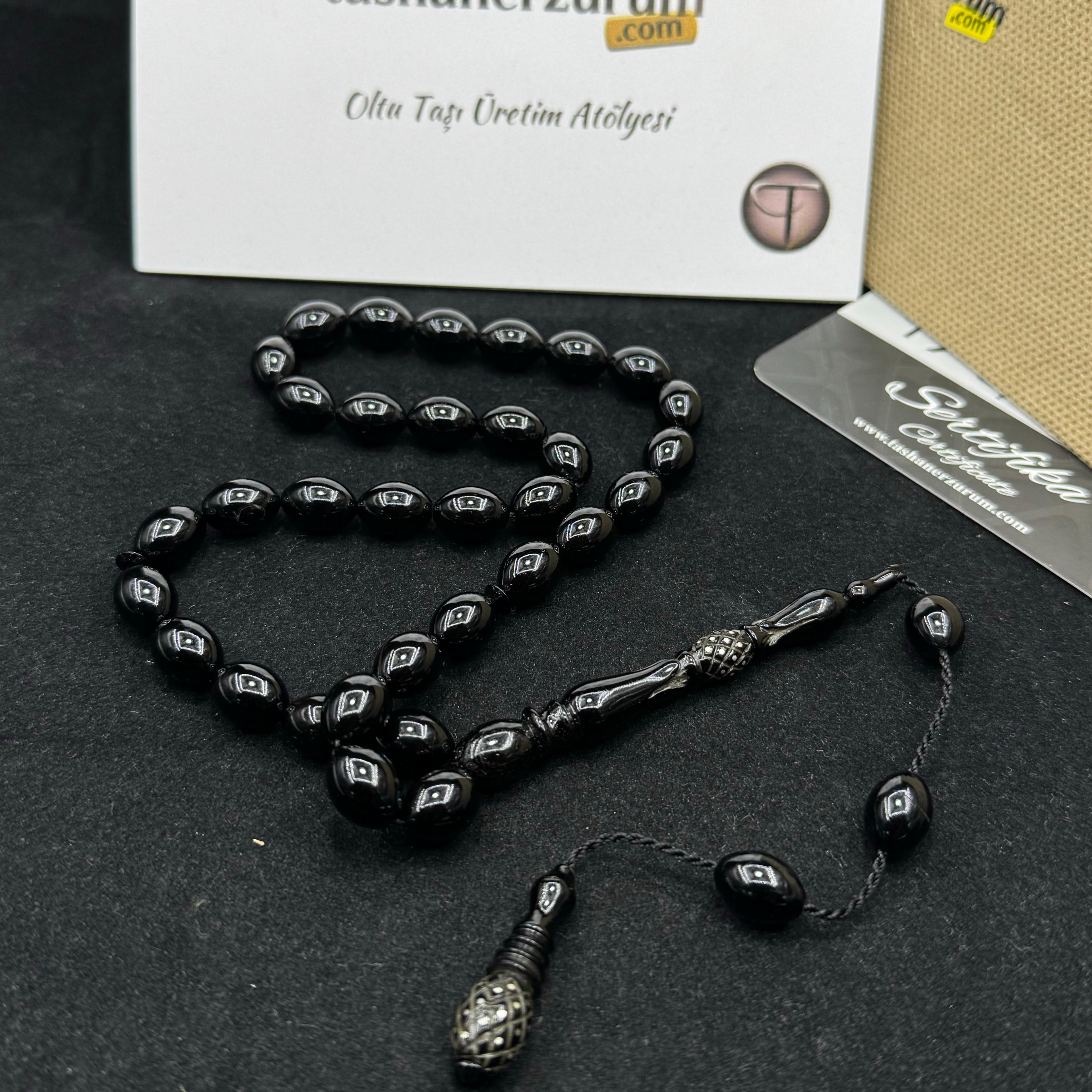 Imame Erzurum Oltu Stone Prayer Beads with Special Design System