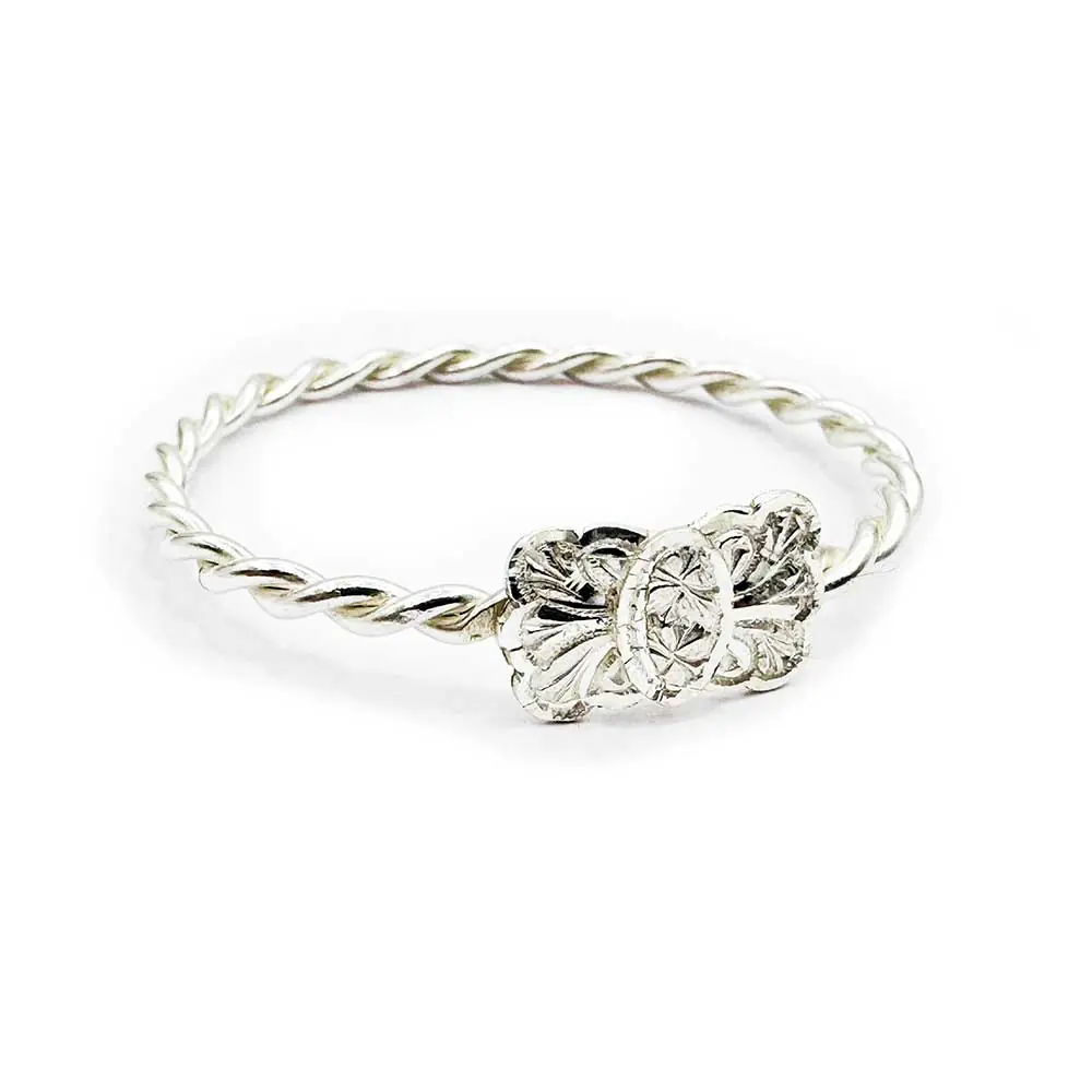 Erzurum Handcrafted Baby Kids' Kaşlı Silver Twisted Bangle