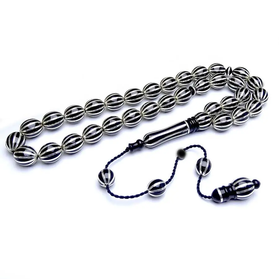 12 Li Silver Yarma Engraved Usta Crafted Sistemli Premium Erzurum Oltu Stone Prayer Beads