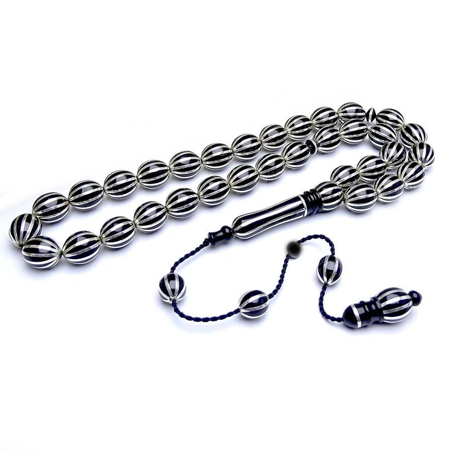 12 Piece Silver Split Processed Master Workmanship System Premium Erzurum Oltu Stone Prayer Beads