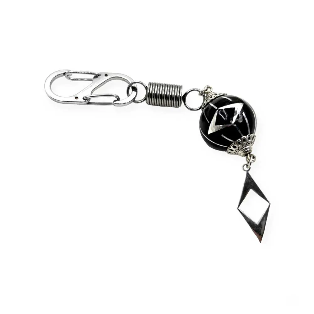 Togg Logo Silver Engraved Oltu Stone Keychain