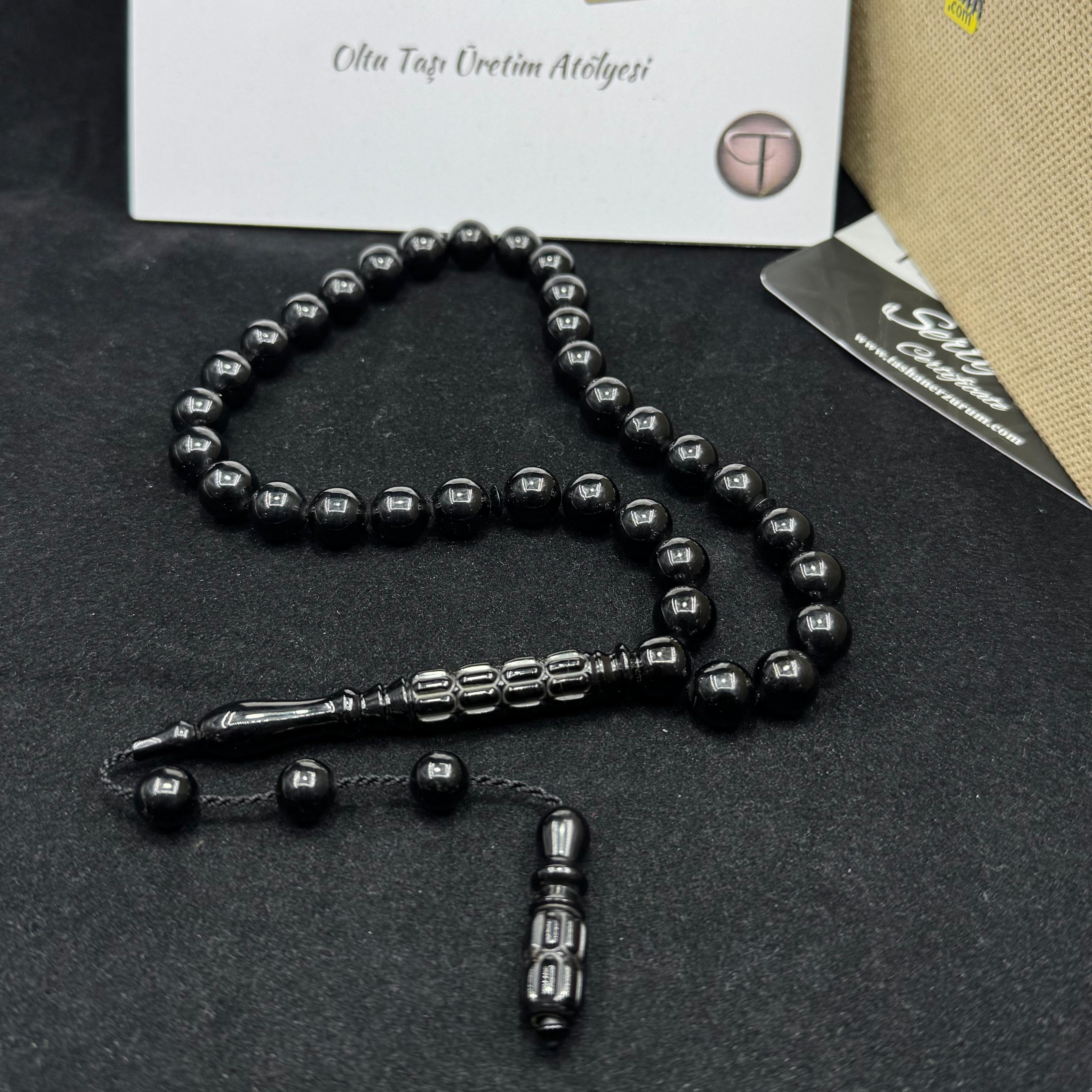 Special Workmanship Imame Erzurum Oltu Stone Prayer Beads