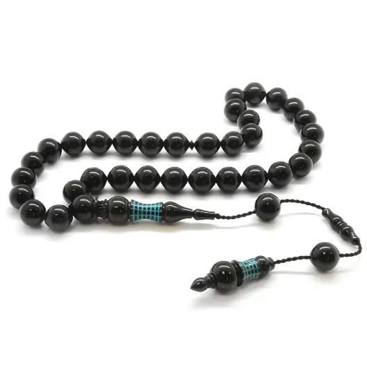 Kumpas Crafted İmamesi Turquoise Engraved İstanbul Cut Erzurum Oltu Stone Prayer Beads